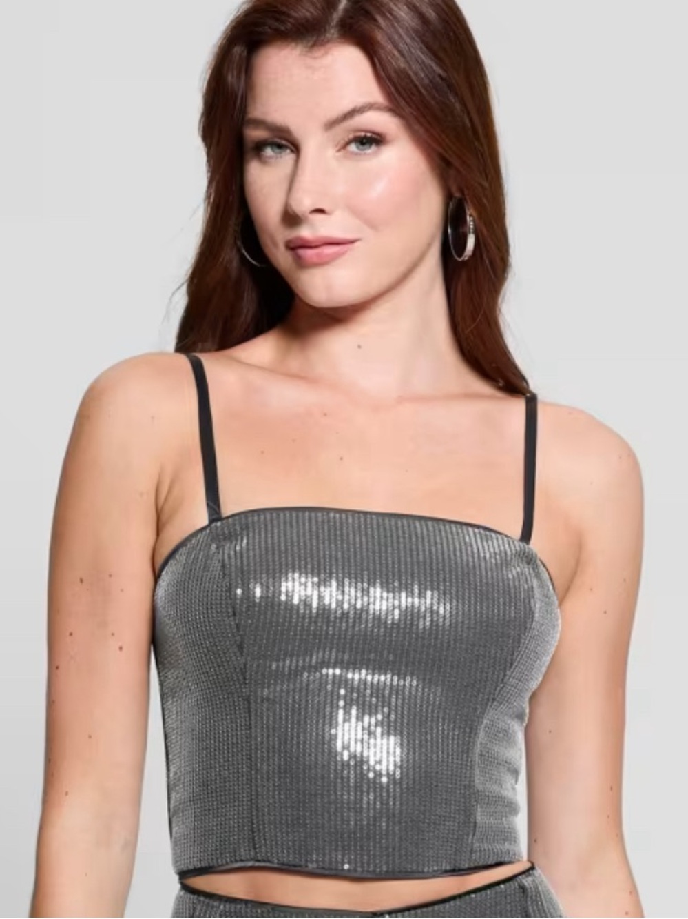 GUESS Cassia Sequined Bustier Top Night Stone Multi Corset Crop Top Large